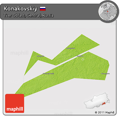 Physical 3D Map of Konakovskiy, cropped outside