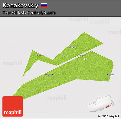 Physical 3D Map of Konakovskiy, cropped outside