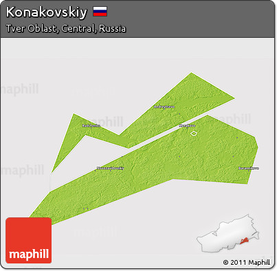 Physical 3D Map of Konakovskiy, cropped outside