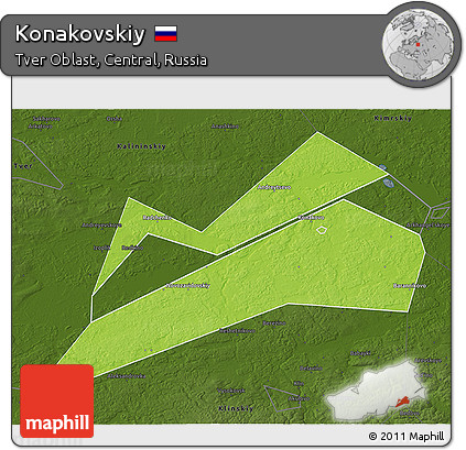 Physical 3D Map of Konakovskiy, darken