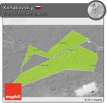 Physical 3D Map of Konakovskiy, desaturated