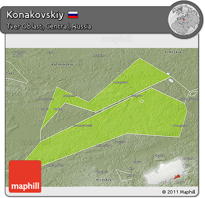 Physical 3D Map of Konakovskiy, semi-desaturated