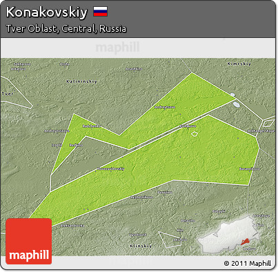 Physical 3D Map of Konakovskiy, semi-desaturated