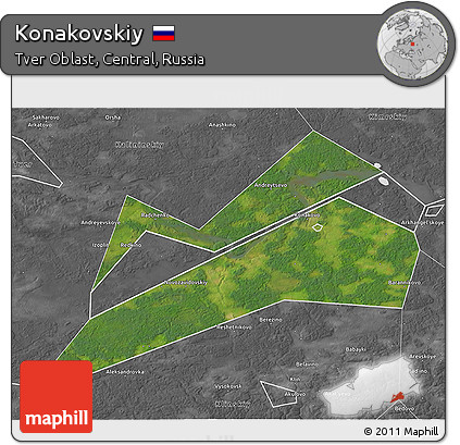 Satellite 3D Map of Konakovskiy, desaturated