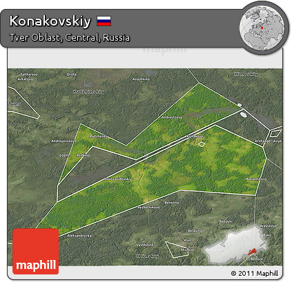 Satellite 3D Map of Konakovskiy, semi-desaturated