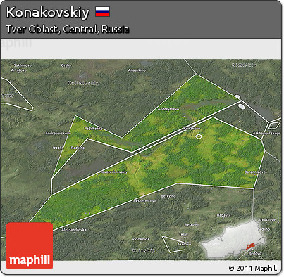 Satellite 3D Map of Konakovskiy, semi-desaturated