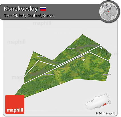 Satellite 3D Map of Konakovskiy, single color outside