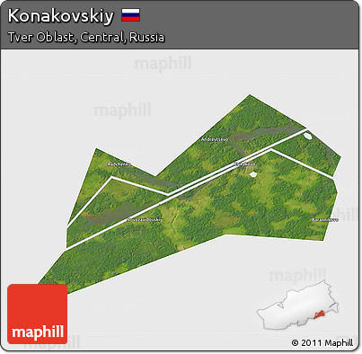 Satellite 3D Map of Konakovskiy, single color outside
