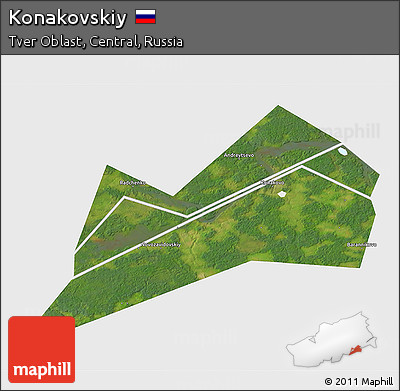 Satellite 3D Map of Konakovskiy, single color outside