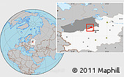 Gray Location Map of Konakovskiy, highlighted parent region, highlighted grandparent region