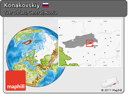 Physical Location Map of Konakovskiy, highlighted country, highlighted parent region