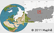 Satellite Location Map of Konakovskiy, highlighted country, highlighted grandparent region