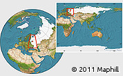 Satellite Location Map of Konakovskiy, highlighted country, highlighted parent region, within the entire country