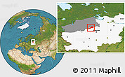 Satellite Location Map of Konakovskiy, highlighted parent region, highlighted grandparent region