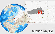 Shaded Relief Location Map of Konakovskiy, highlighted country, highlighted parent region