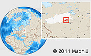 Shaded Relief Location Map of Konakovskiy, highlighted parent region