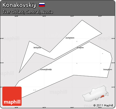 Silver Style Simple Map of Konakovskiy, cropped outside