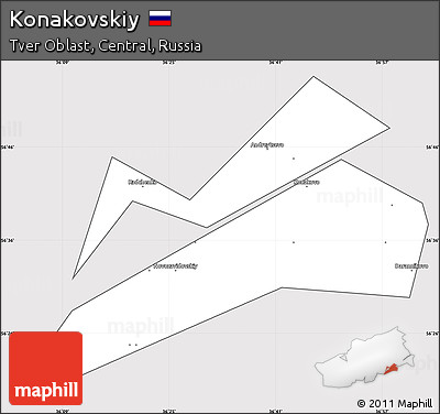 Silver Style Simple Map of Konakovskiy, cropped outside