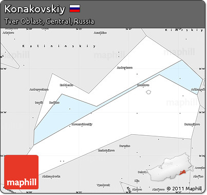Silver Style Simple Map of Konakovskiy