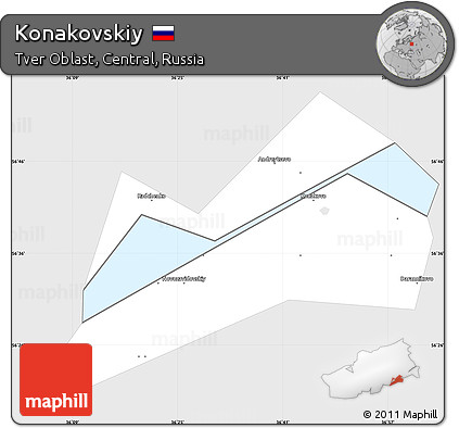 Silver Style Simple Map of Konakovskiy, single color outside