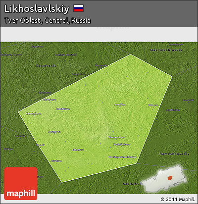 Physical 3D Map of Likhoslavlskiy, darken