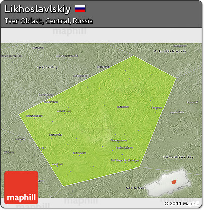 Physical 3D Map of Likhoslavlskiy, semi-desaturated