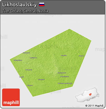 Physical 3D Map of Likhoslavlskiy, single color outside