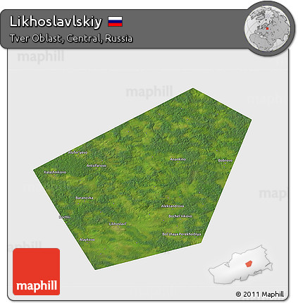 Satellite 3D Map of Likhoslavlskiy, single color outside