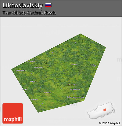 Satellite 3D Map of Likhoslavlskiy, single color outside