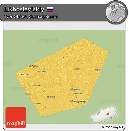 Savanna Style 3D Map of Likhoslavlskiy, single color outside