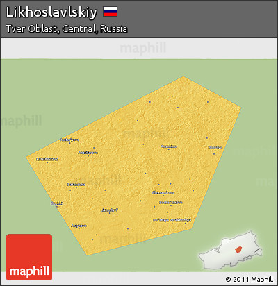 Savanna Style 3D Map of Likhoslavlskiy, single color outside