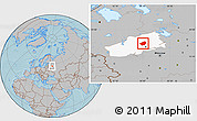 Gray Location Map of Likhoslavlskiy, highlighted parent region, hill shading