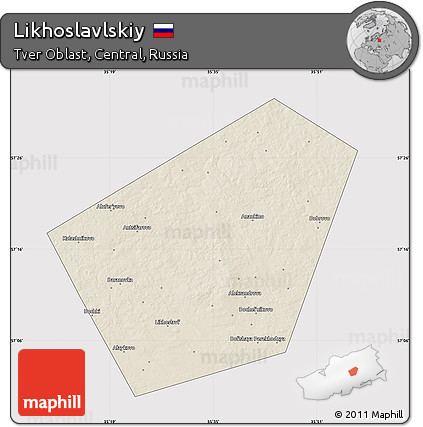 Shaded Relief Map of Likhoslavlskiy, cropped outside
