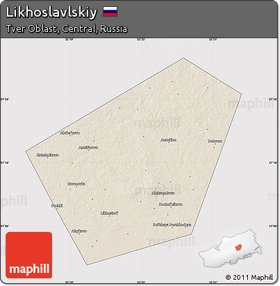 Shaded Relief Map of Likhoslavlskiy, cropped outside