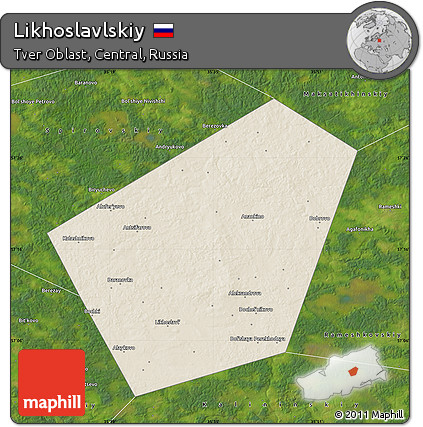 Shaded Relief Map of Likhoslavlskiy, satellite outside