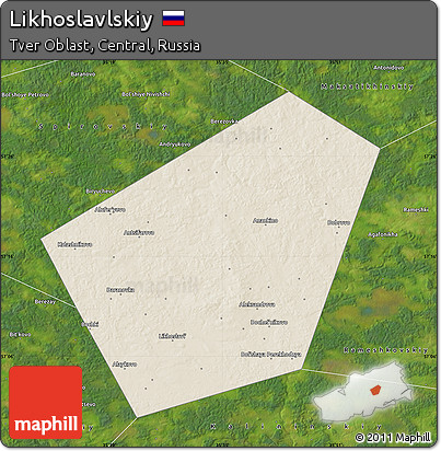 Shaded Relief Map of Likhoslavlskiy, satellite outside