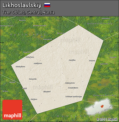 Shaded Relief Map of Likhoslavlskiy, satellite outside