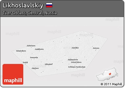 Silver Style Panoramic Map of Likhoslavlskiy, single color outside