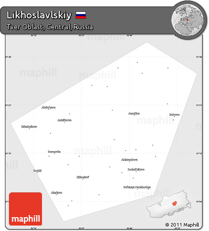 Silver Style Simple Map of Likhoslavlskiy, single color outside