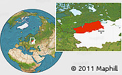 Satellite Location Map of Tver Oblast, highlighted parent region