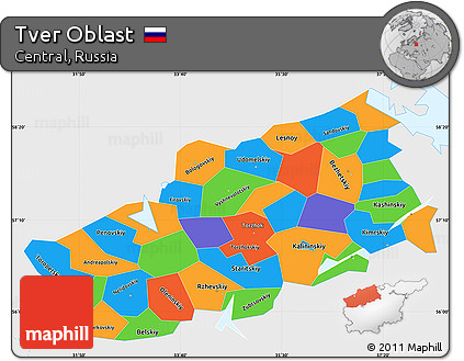 Political Simple Map of Tver Oblast, single color outside