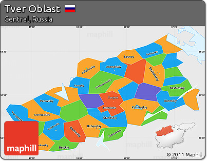 Political Simple Map of Tver Oblast, single color outside