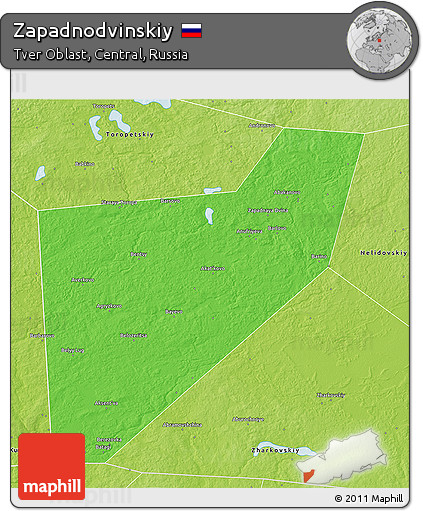 Political 3D Map of Zapadnodvinskiy, physical outside