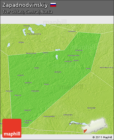 Political 3D Map of Zapadnodvinskiy, physical outside