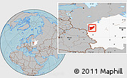 Gray Location Map of Zapadnodvinskiy, highlighted grandparent region, hill shading