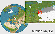 Satellite Location Map of Zapadnodvinskiy, highlighted parent region, highlighted grandparent region