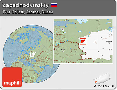 Savanna Style Location Map of Zapadnodvinskiy, highlighted grandparent region, hill shading