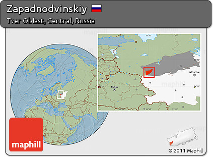 Savanna Style Location Map of Zapadnodvinskiy, highlighted parent region, highlighted grandparent region, hill shading