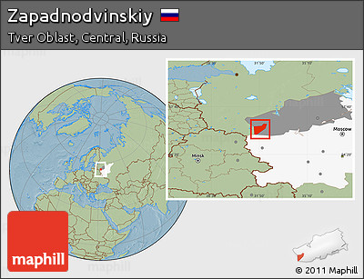 Savanna Style Location Map of Zapadnodvinskiy, highlighted parent region, highlighted grandparent region, hill shading