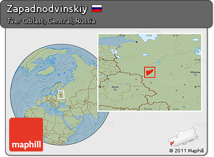Savanna Style Location Map of Zapadnodvinskiy, hill shading
